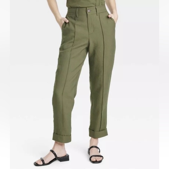 NEW| A New Day Women's High-Rise Slim Straight Leg Pintuck Ankle Pants - Picture 3 of 4